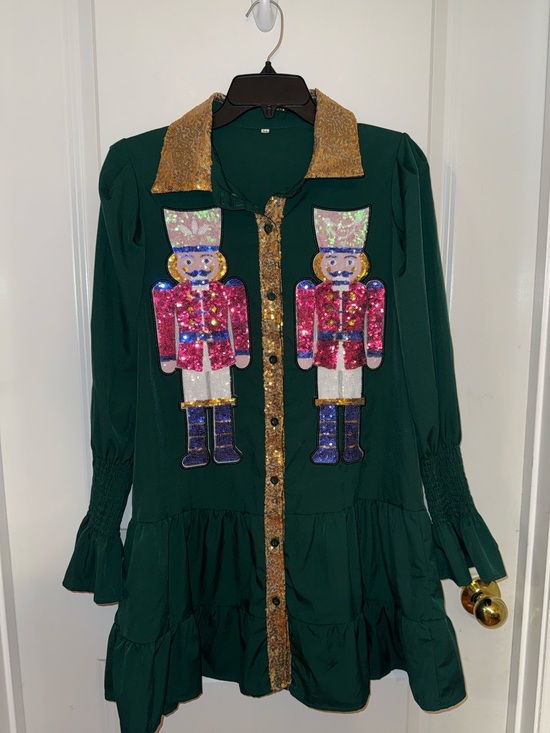 Dresses & Skirts - Green Nutcracker Sequin Tunic Dress with Gold Trim